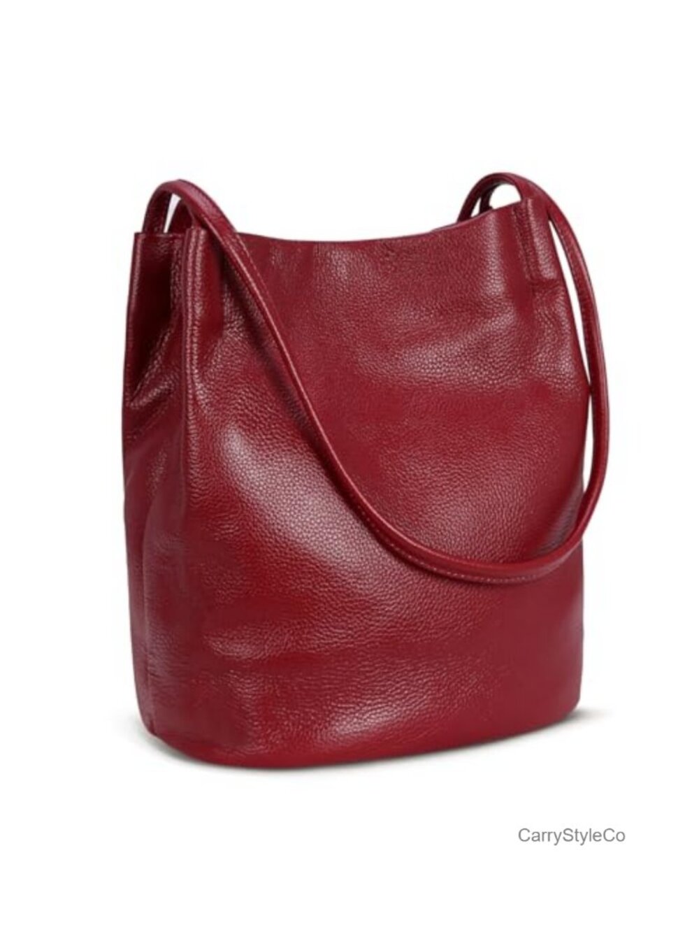 Genuine Leather Bucket Tote Hobo Shoulder Bag Large Purse for Women